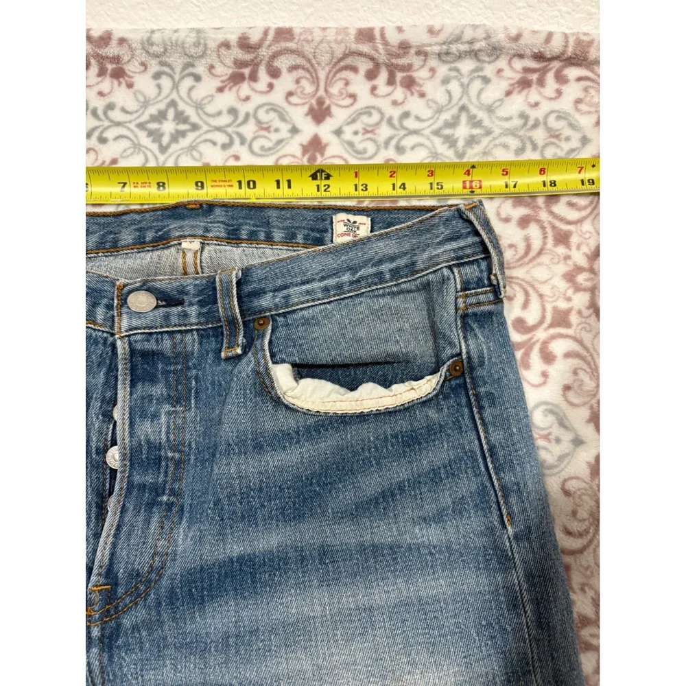 Levis 501 White Oak Cone Denim Jeans Blue Button Fly Raw Hem Mens 31 x 28